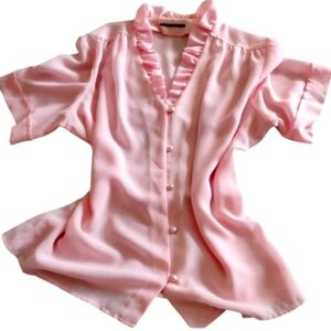 Vintage Ballerina Pink Women's Ruffled Sheer Top